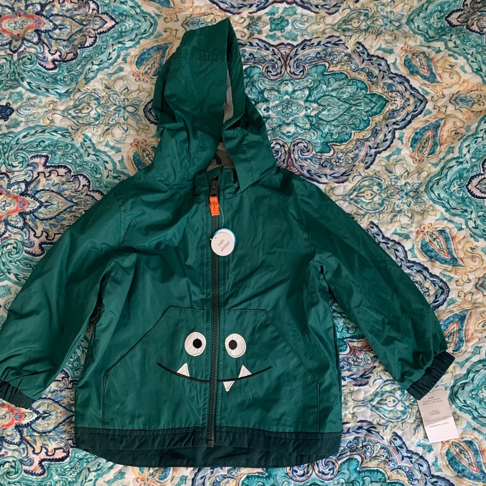 Green rain coat